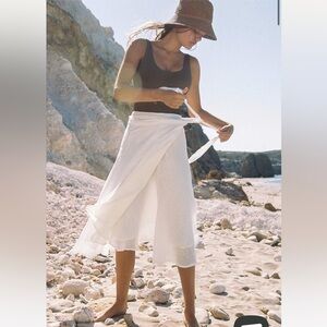 NWT vitamin lana linen wrapped skirt white size S
